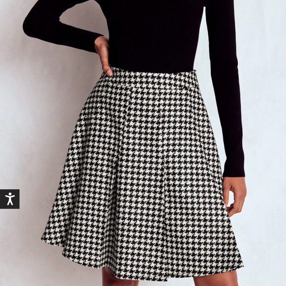 Boden NWT Fit and Flare Houndstooth Wool Skirt. Size 12. - Picture 7 of 8